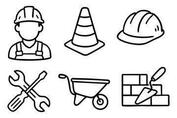 Construction Labor iconset doodle style vector stock