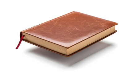 Timeless Writings: A close-up shot of a classic, weathered leather-bound notebook, its pages filled with the stories of thoughts and dreams, resting gracefully on a surface.