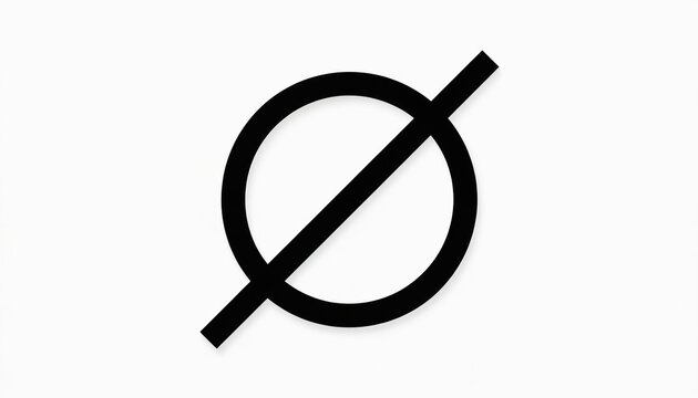 Black diameter symbol graphic illustration. Circle with diagonal line through middle. Geometric shape design element. Abstract graphic icon.