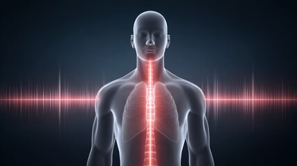 3d holographic human anatomy model demonstrating body science medical visualization glowing silhouette environment