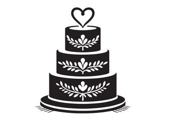 wedding cakes logo silhouette vector, anniversary cake silhouette vector illustration, birthday cake vector silhouette logo, romantic wedding cake logo silhouettes vector on white background