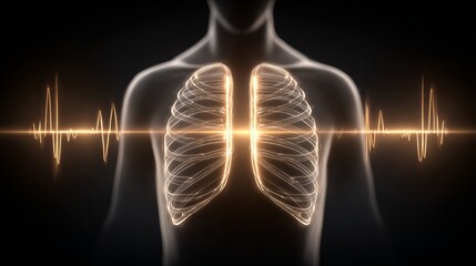 3d medical anatomy visualization of human body with lungs digital science animation futuristic environment