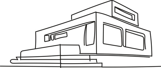 Building Architecture One Line Art  Continuous Outline Drawing of Construction Design Vector Illustration