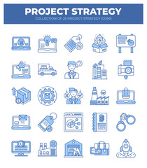 Project Strategy Icons. A Comprehensive Guide to Business Planning and Management