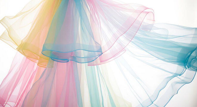 Flowing pastel chiffon fabric soft translucent waves