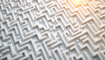 A striking visual of two contrasting patterns, a maze like labyrinthine structure in black and white and a sunlit brick paved road with an intricate herringbone pattern.