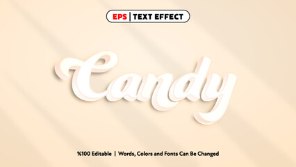 Candy text effect editable word with soft beige background and elegant script font style design for creative projects