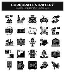 Collection of 25 Corporate Strategy Icons: Business Planning. Financial. and Marketing Visuals