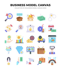 Business Model Canvas Icons. A Collection of 25 Essential Marketing and Finance Icons