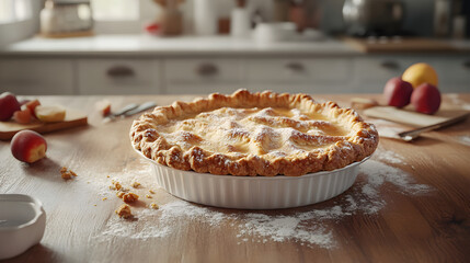 Rustic Delight: Warm and Iviting Homemade Pie in Coz Kitchen Environment