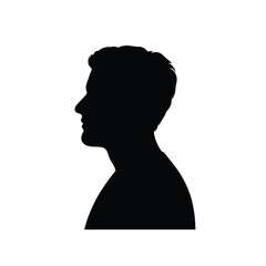 Black silhouette profile of a young man s head and shoulders