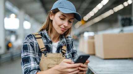 Logistic control young woman worker overseeing warehouse delivery digital tracking environment efficient operations