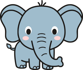 Cute Elephant Vector – Simple Cartoon Safari Animal Illustration
