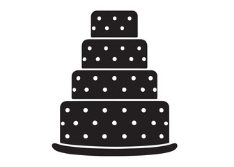 wedding cakes logo silhouette vector, anniversary cake silhouette vector illustration, birthday cake vector silhouette logo, romantic wedding cake logo silhouettes vector on white background