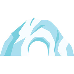 Simple blue and white cartoon igloo on transparent background with arched entrance