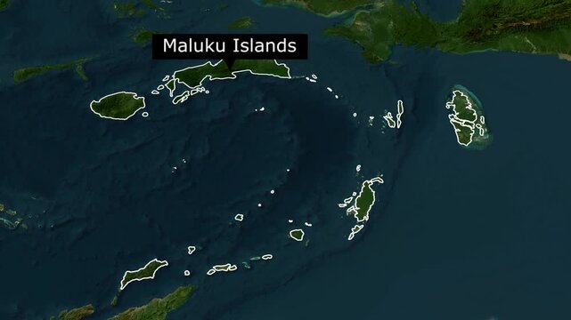 Zoom In Map Geography Maluku Islands Footage 4K