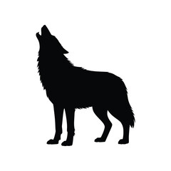 Silhouette of a wolf howling at the moon