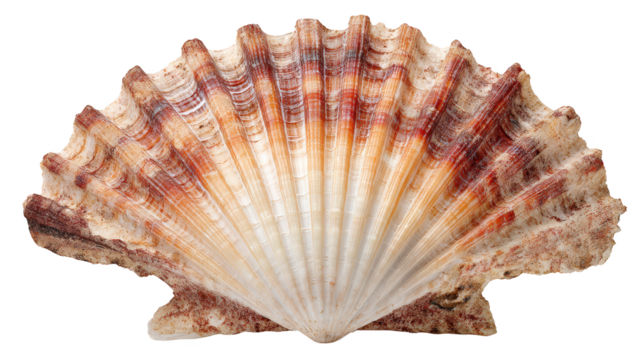 Shell displays red and white pattern detailed view of shell highlights its distinctive pattern