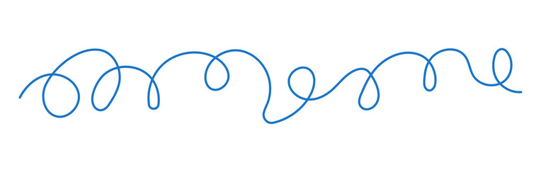Doodle squiggle blue line, chaotic vector illustration, decorative abstract element