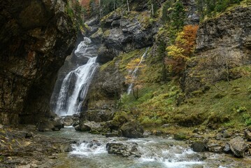 Arripas waterfall or cave waterfall, in the Ordesa and Monte Perdido National Park - Spain