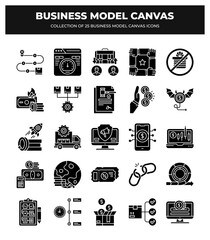 Business Model Canvas: 25 Essential Icons for Strategic Planning
