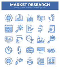 Market Research Icons. A Collection of 25 Essential Business Research Symbols