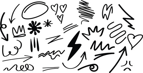 Hand drawn doodle abstract Design elements collection vector Illustration for creative concepts design.