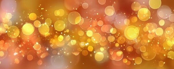 Warm golden bokeh background with orange and yellow lights for festive abstract design