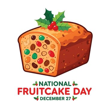 National Fruitcake Day Celebration with Holly Berries Holiday Delight and Sweet Traditional Treat