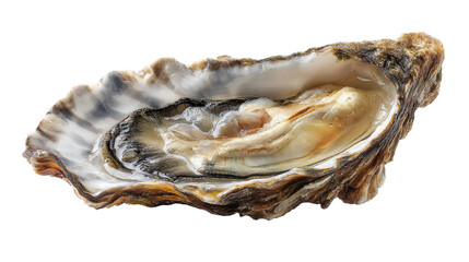Large oyster shell displays its unique texture iridescent interior of shell shows natural beauty