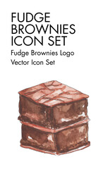 Fudge brownies Logo vector Icon set