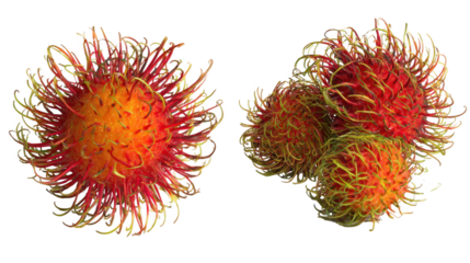 Red and yellow neurons exhibit cellular interaction two vibrant neurons display intricate biological pathways