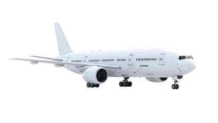 ia generated. Modern passenger jet airplane isolated on white background, ideal for aviation, travel, and transportation themes. Large White Commercial Airplane Isolated on White Background