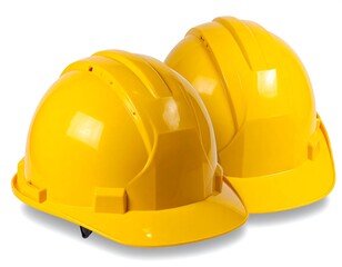 Two bright yellow hard hats