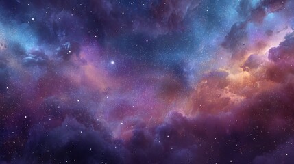 Fototapeta premium Colorful nebula in deep space with glowing stars. Scientific exploration of galaxy and universe. Astrophotography concept.