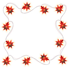 Christmas red garland isolated on transparent background.