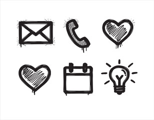 A collection of simple, yet bold icons that represent the essential tools for connection. 