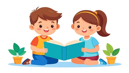 Two children reading a book together (1)