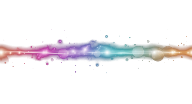 Cosmic gradient light flares with shades of pink, teal, violet, and amber on a deep transparent cosmic background, nebula-like refractions, glowing orbs, dreamy surreal lighting clean PNG