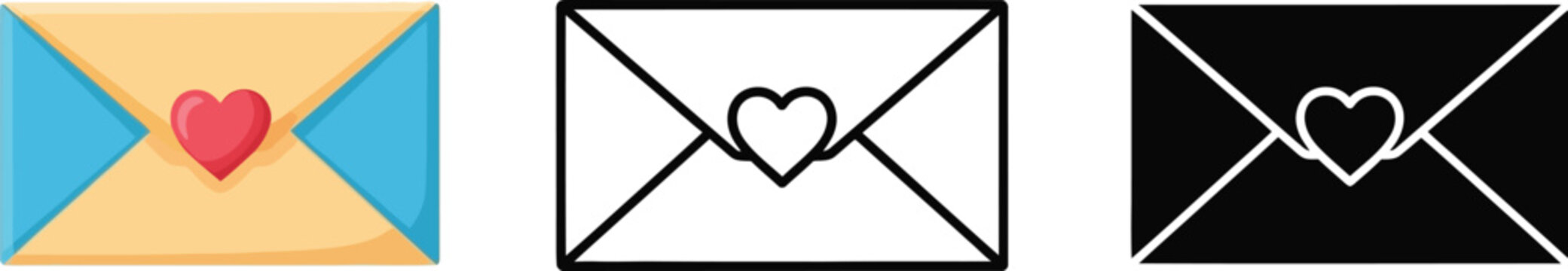 Love letter envelope vector icon message heart valentine graphic