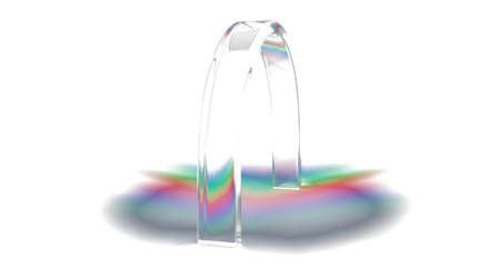 curved glass arc with RGB refracted light, glossy surface reflections, dark minimal background, cinematic lighting, abstract optical refraction art, D realism, futuristic mood clean PNG