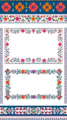 Two decorative floral borders, vibrant colors, repeating patterns