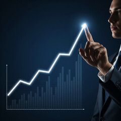 Businessman Pointing at Rising Graph Representing Business Growth
