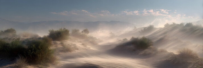 Fototapeta premium The Dance of Heat and Ligh: Exploring the Science an Fascination behind Heat Wves Mirage Phenomena in Ard Landscapes
