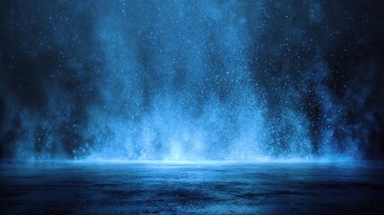 Mysterious blue light backdrop creates an enchanting atmosphere for artistic performances or events at night