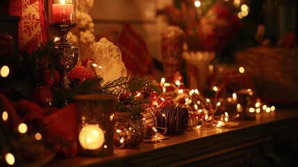 Christmas decorations on the table