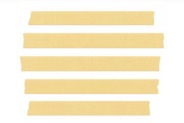 Adhesive masking tape strips for decoration and fixing, yellow sticky stationery element on transparent background