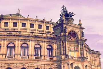 Dresden Semperoper - State Opera. Retro filter photo color style.