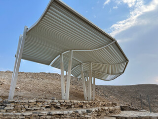 A sun umbrella in Wadi Qelt in Jericho