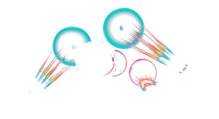 Dynamic turquoise, deep purple, and crimson light orbs floating in dark void, glowing spectrum trails, moody cinematic lighting, fine art photography style clean PNG